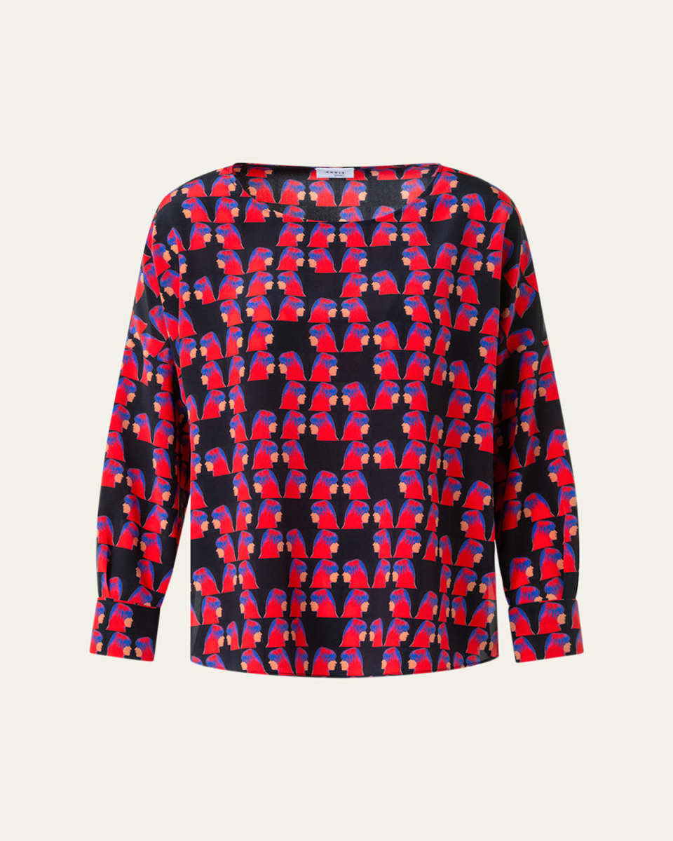 Alice Graphic-Print Silk Blouse
